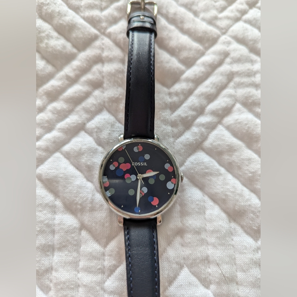 Fossil watch with leather strap